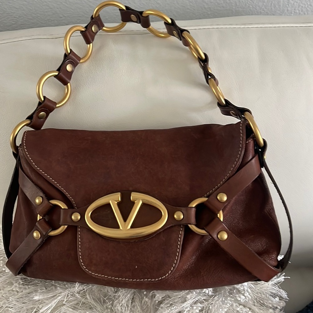 Authentic Valentino Garavani  leather dark brown